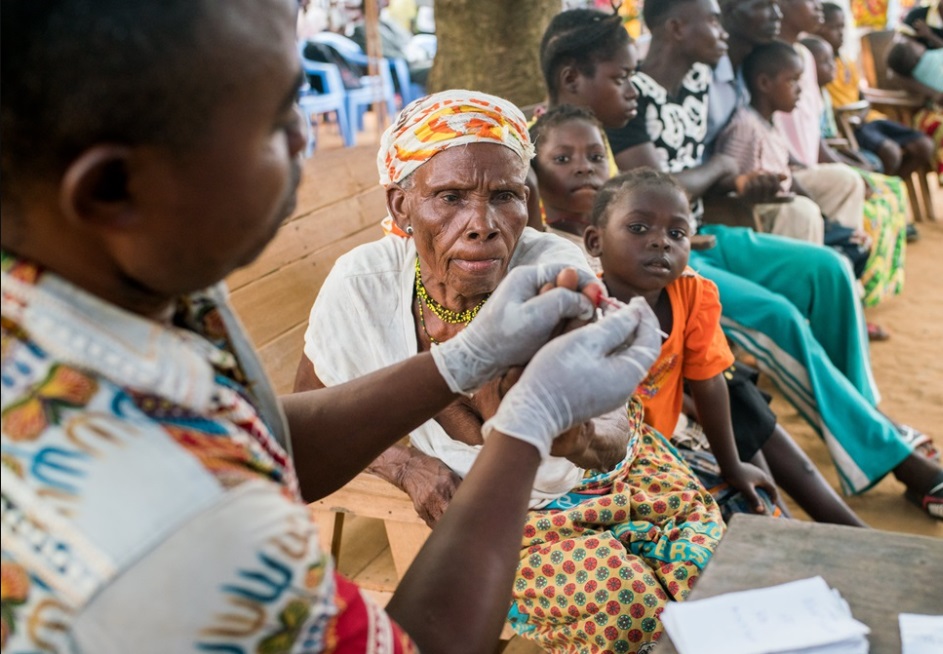 Health worker treating neglected tropical diseases